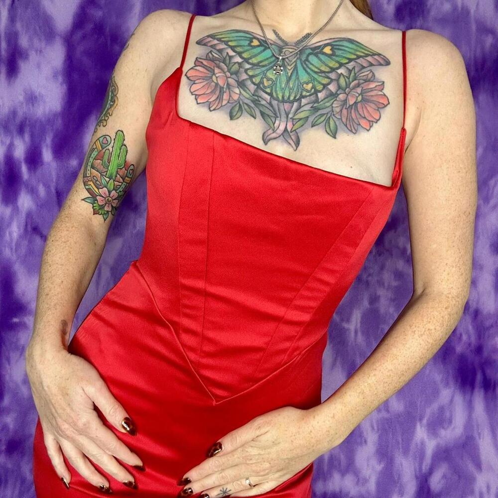 House of CB Red Satin Slip Dress